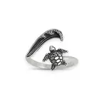 Wave & Turtle Ring · Sterling Silver · Adjustable