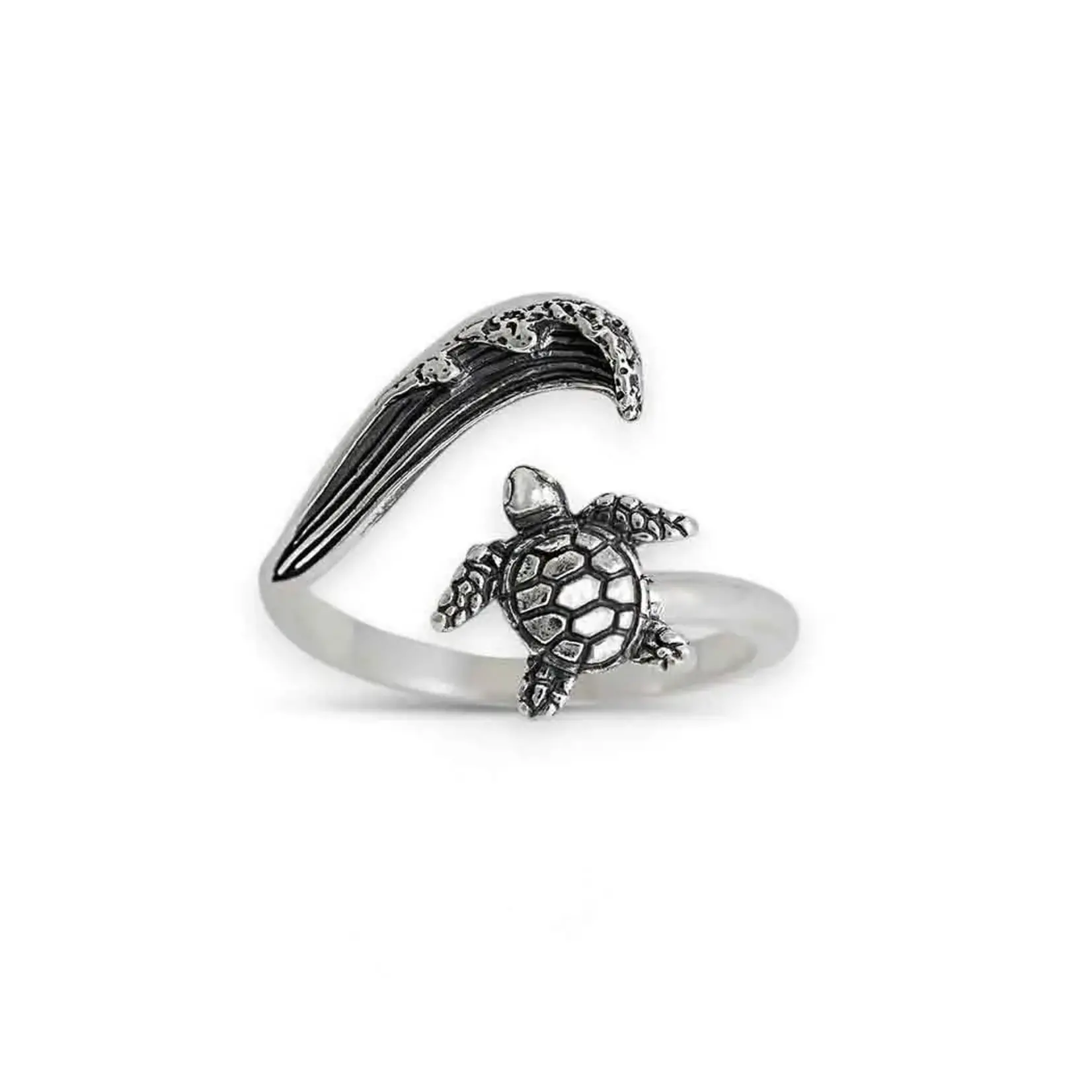 Wave & Turtle Ring · Sterling Silver · Adjustable