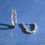 Oval Huggie Hoops · Silver
