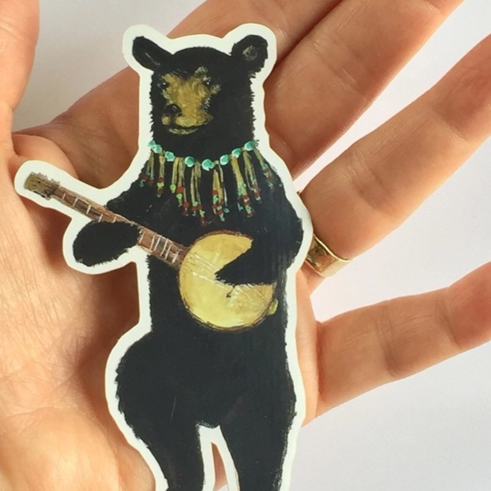 Jahna Vashti Die Cut Vinyl Banjo Bear | Sticker