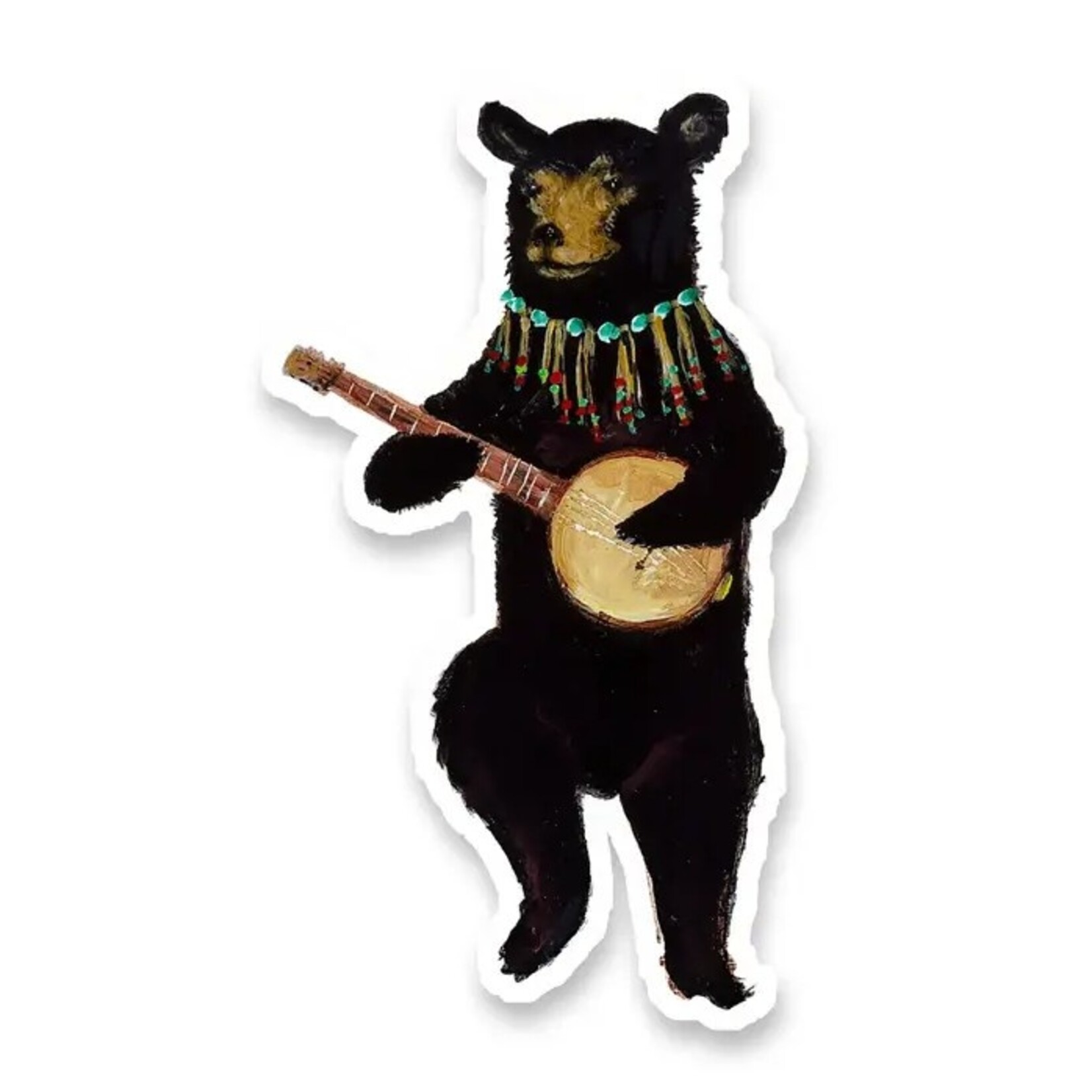 Jahna Vashti Die Cut Vinyl Banjo Bear | Sticker