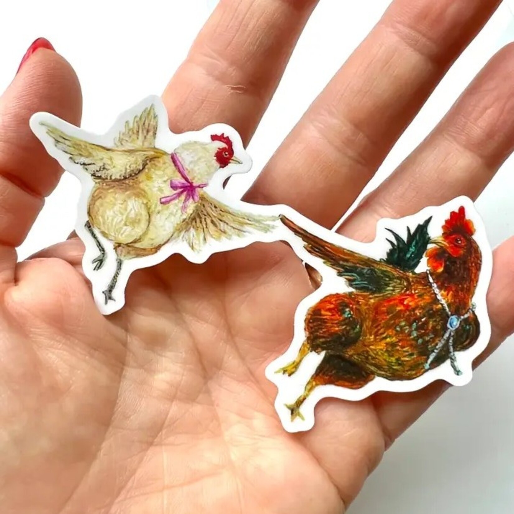 Jahna Vashti Die Cut Dancing Rooster & Hen | Sticker
