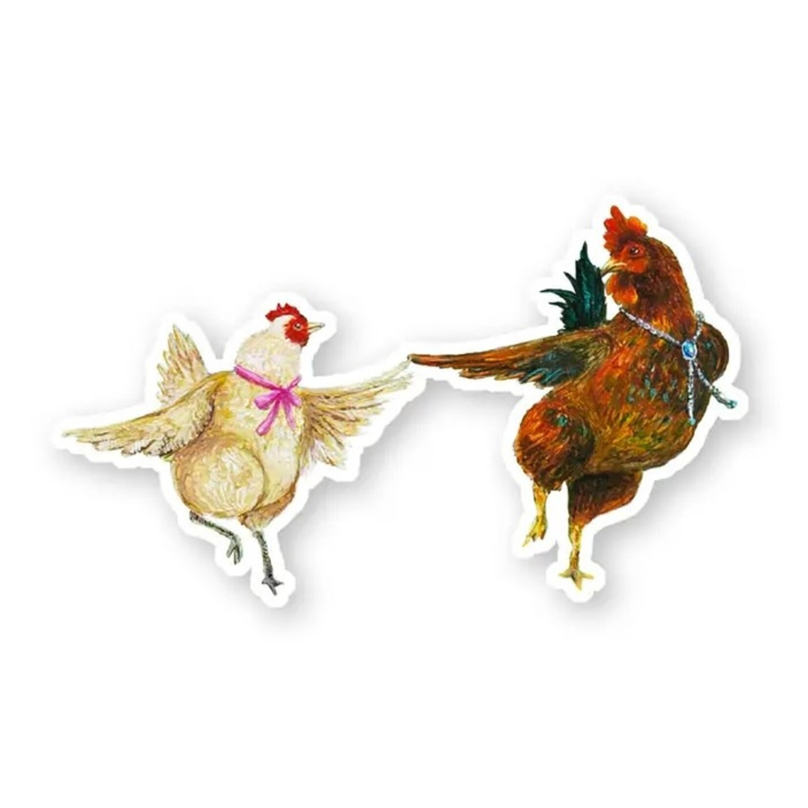 Jahna Vashti Dancing Rooster & Hen | Sticker
