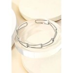 Oval Chain Link Cutout Cuff Bracelet · Silver
