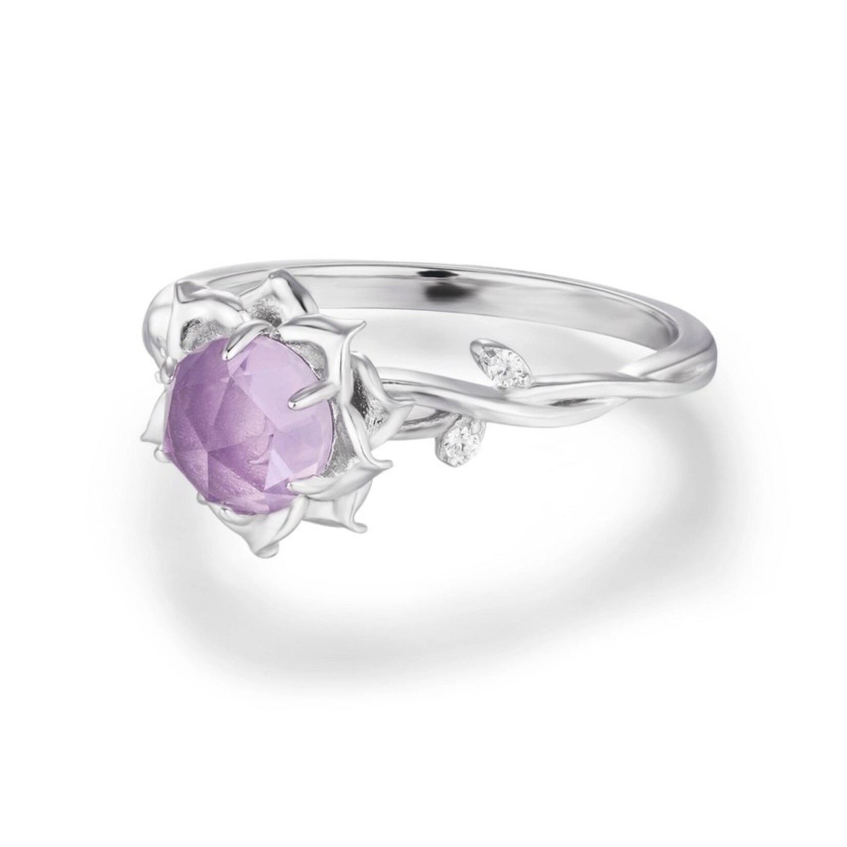 Moonflower Amethyst Ring · White Gold Vermeil · 9