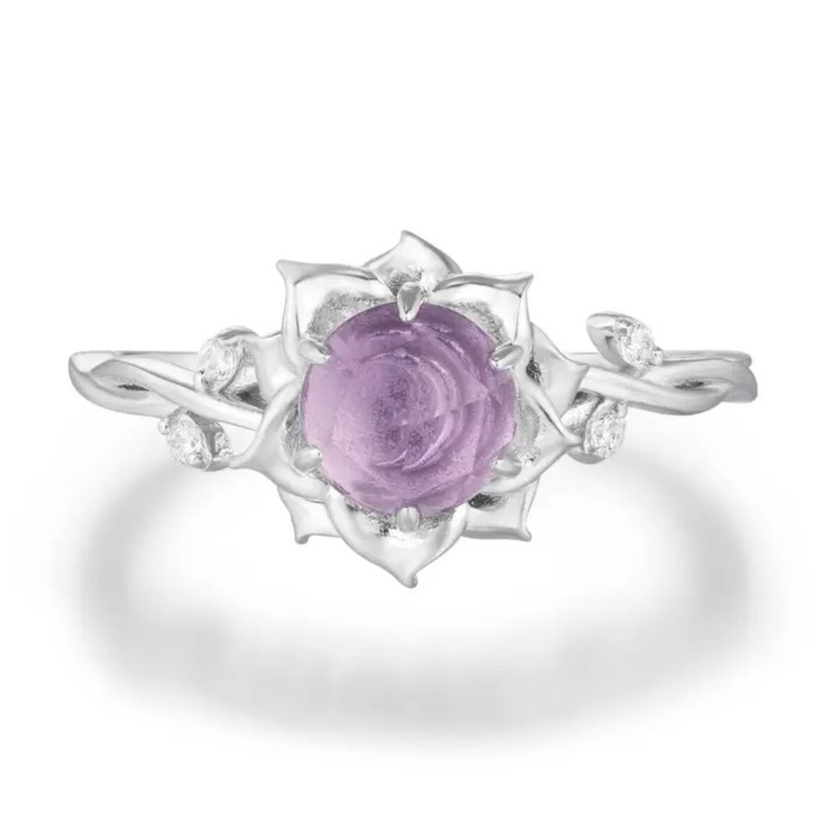 Moonflower Amethyst Ring · White Gold Vermeil · 9