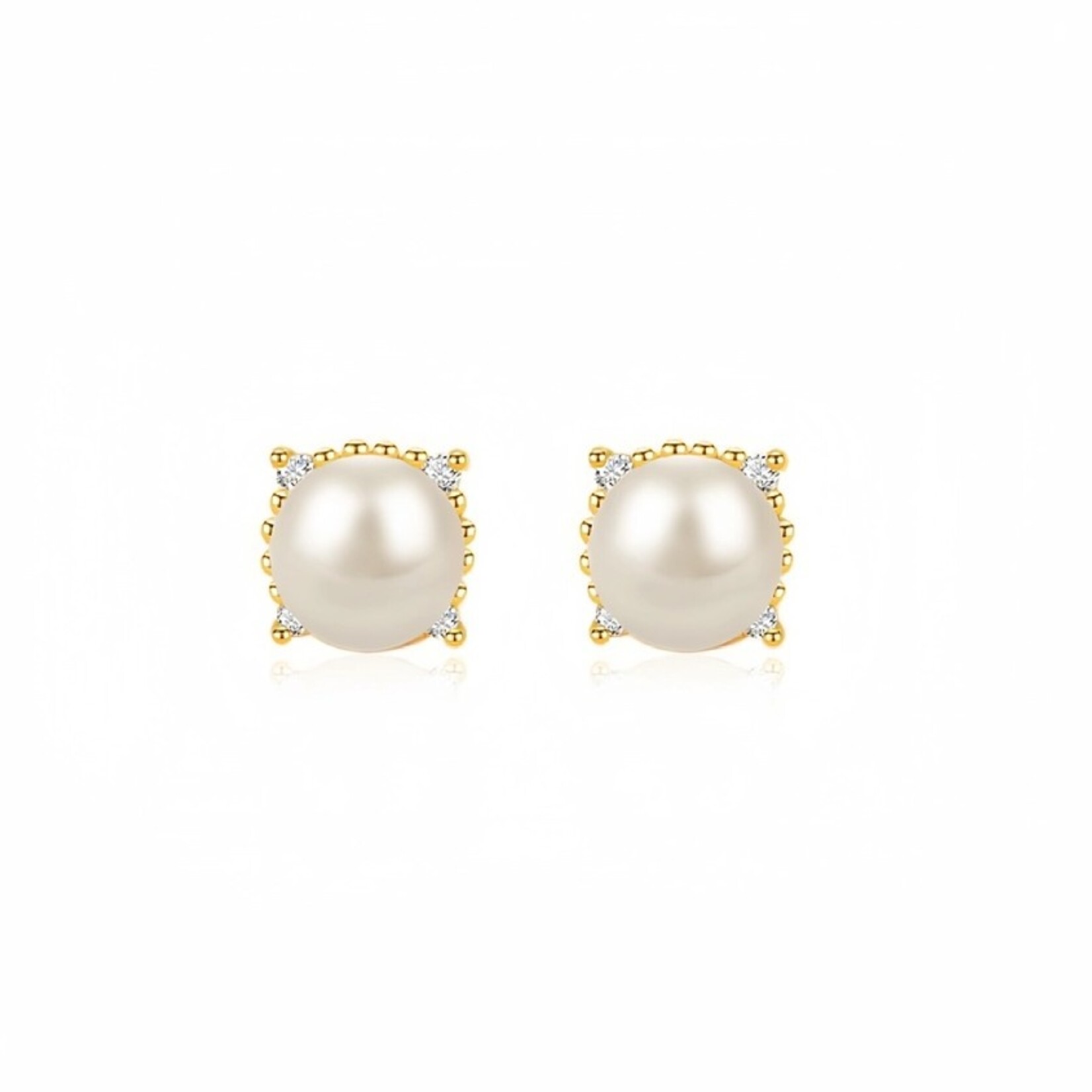 Happyzzzsu Lace Pearl Diamond Stud Earrings · Silver