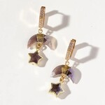 Horn of the Horizon Coffee Moonstone Huggies · 14K Gold Plating