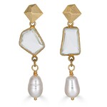 Loni Paul Jewelry Asymmetrical Quartz and Pearl Earrings