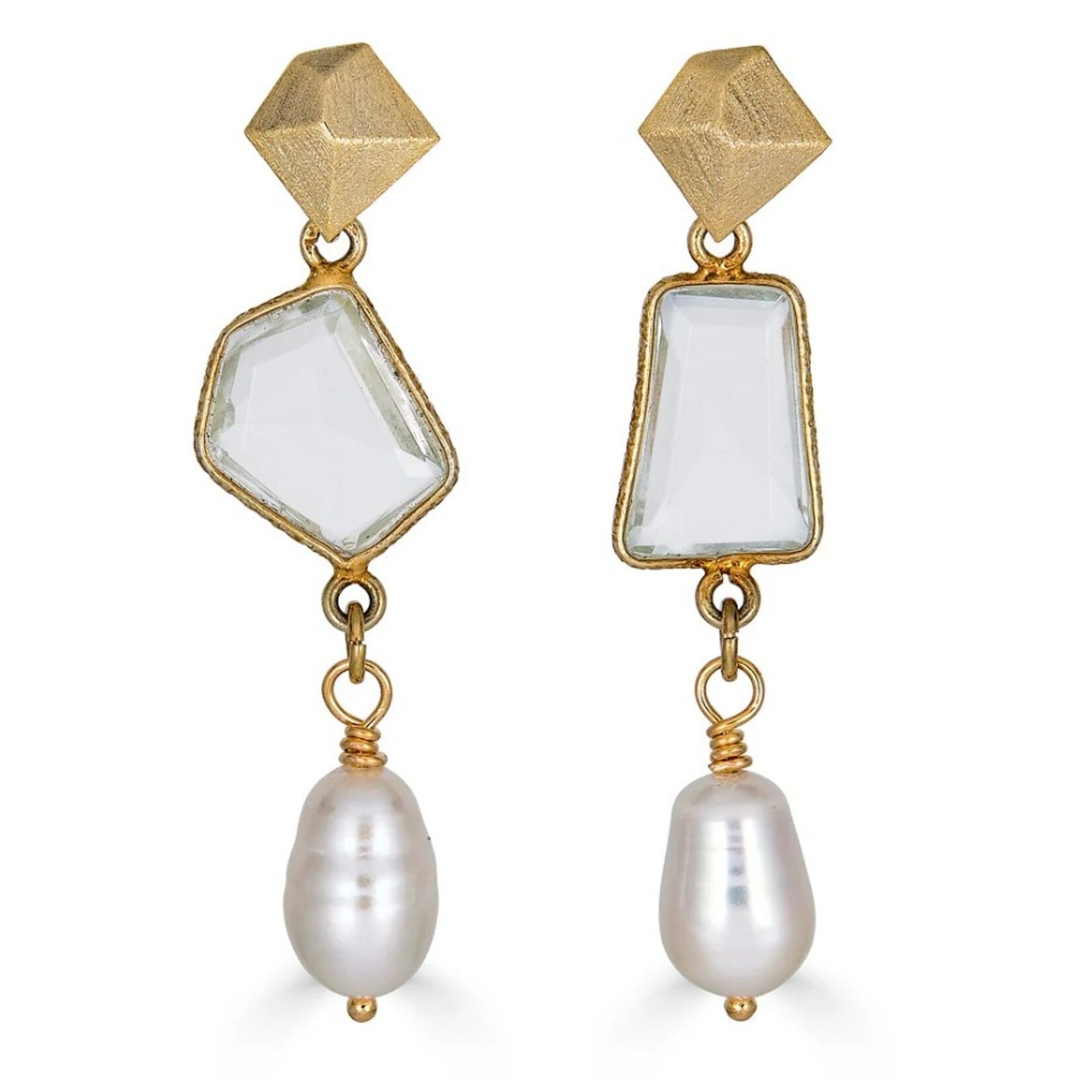 Loni Paul Jewelry Asymmetrical Quartz and Pearl Earrings