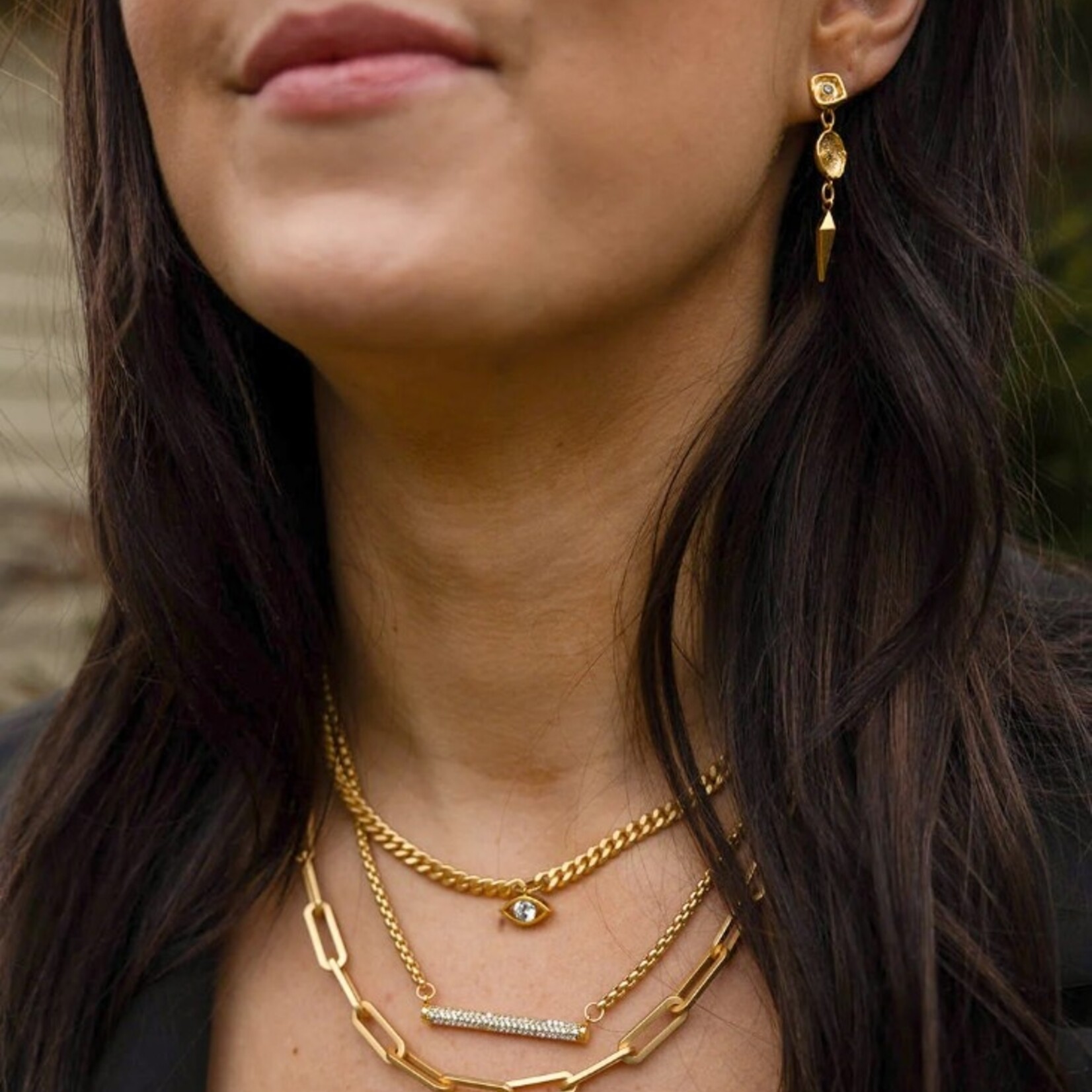 Loni Paul Jewelry Gold Pave Bar Necklace