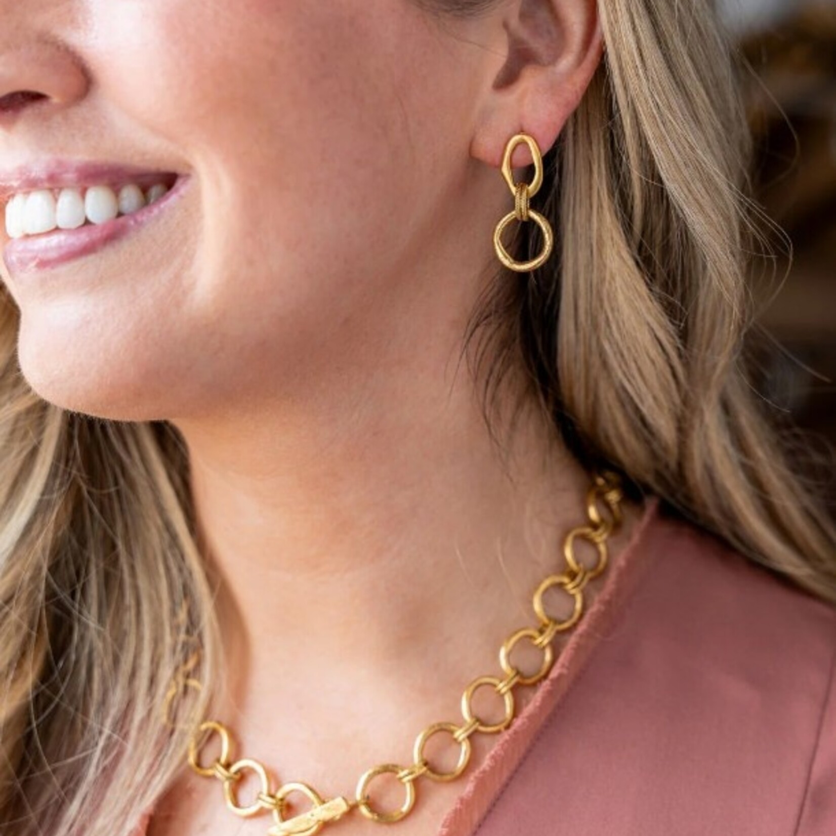 Loni Paul Jewelry Gold Sculpted Circle Drop Earrings