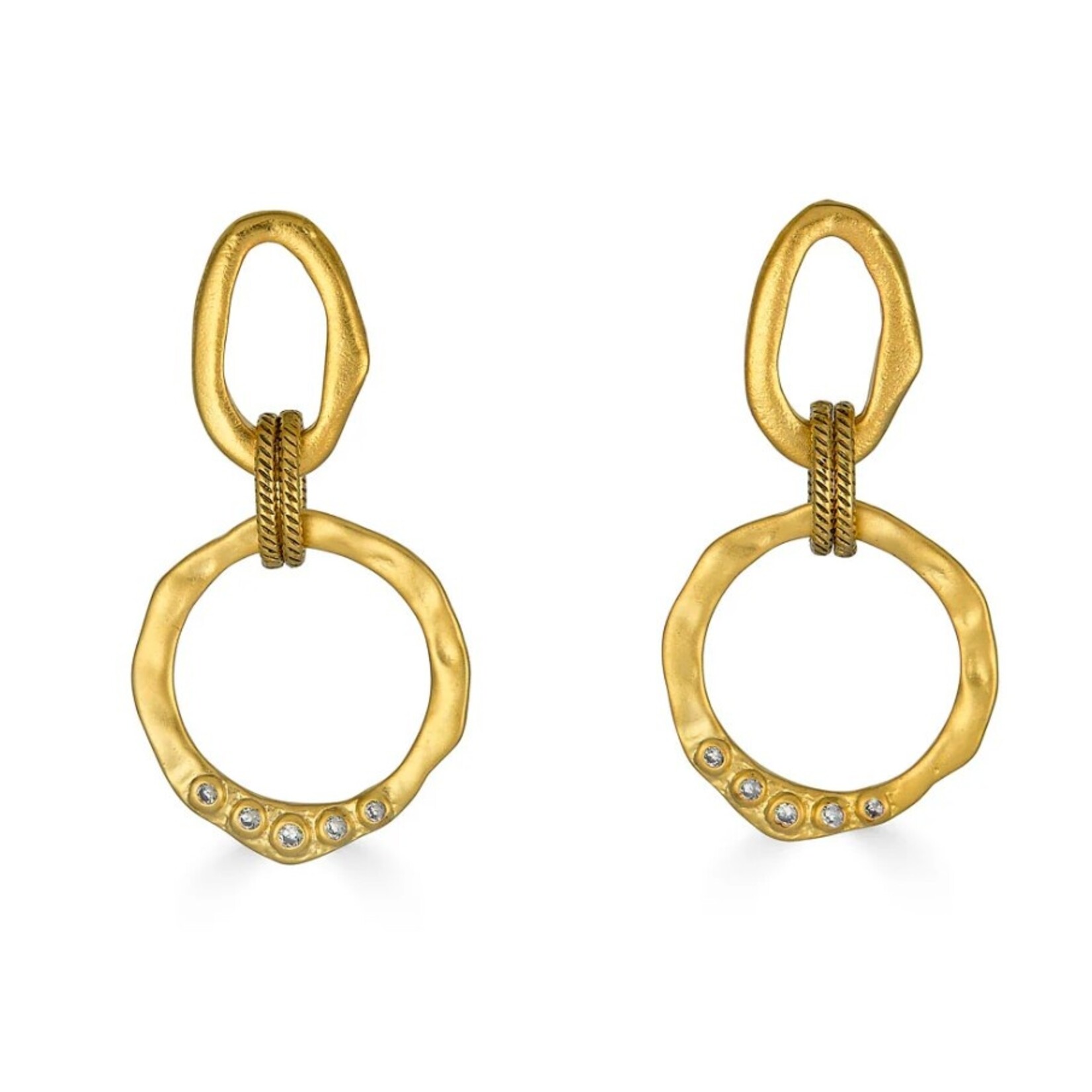 Loni Paul Jewelry Large Gold Sculpted Circle Drop Earrings
