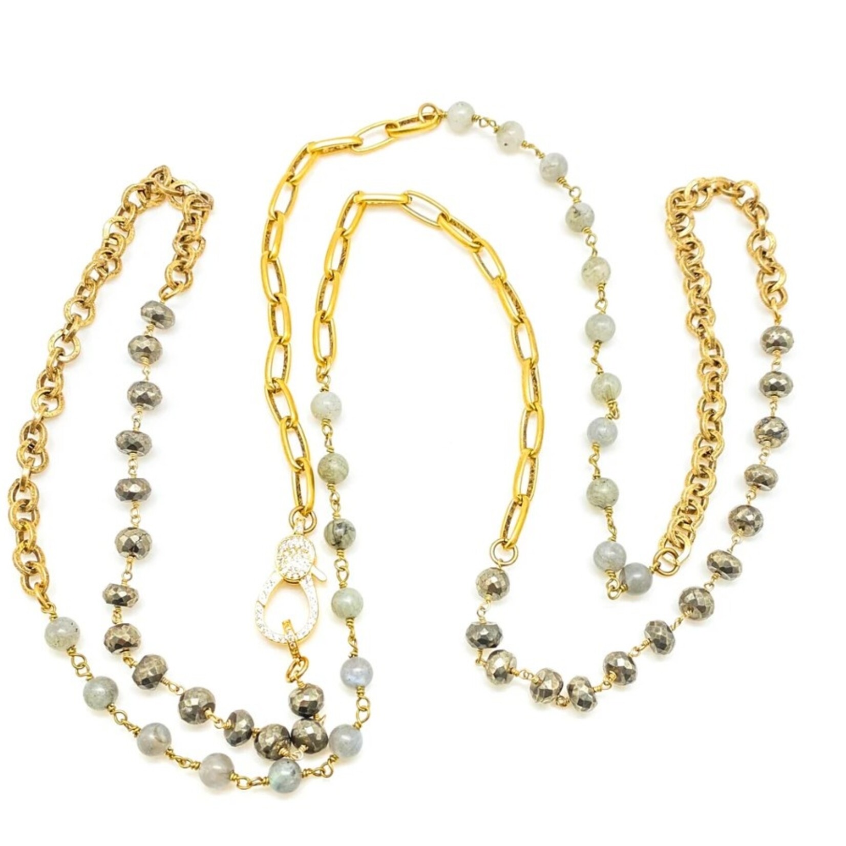 Loni Paul Jewelry Long Pyrite and Labradorite Necklace · Gold