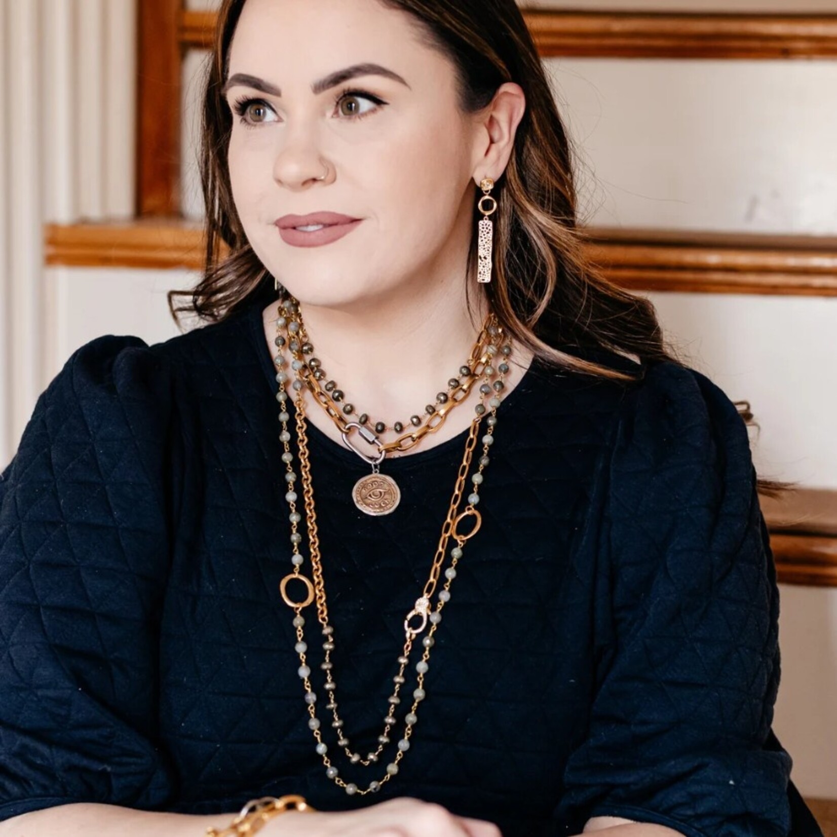 Loni Paul Jewelry Long Pyrite and Labradorite Necklace · Gold