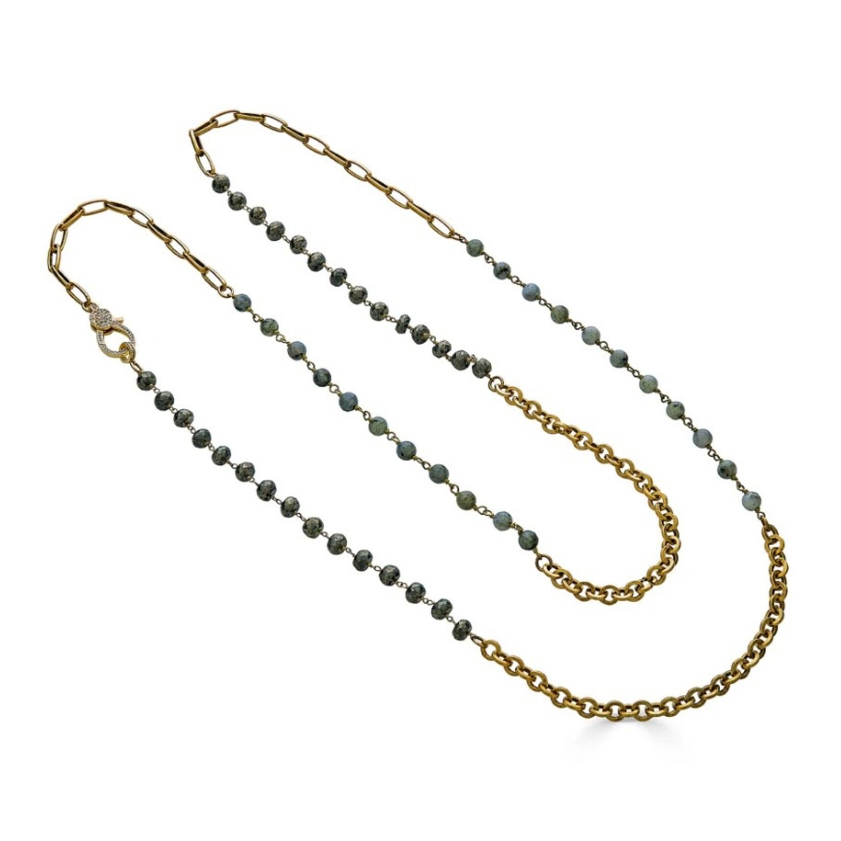 Loni Paul Jewelry Long Pyrite and Labradorite Necklace · Gold