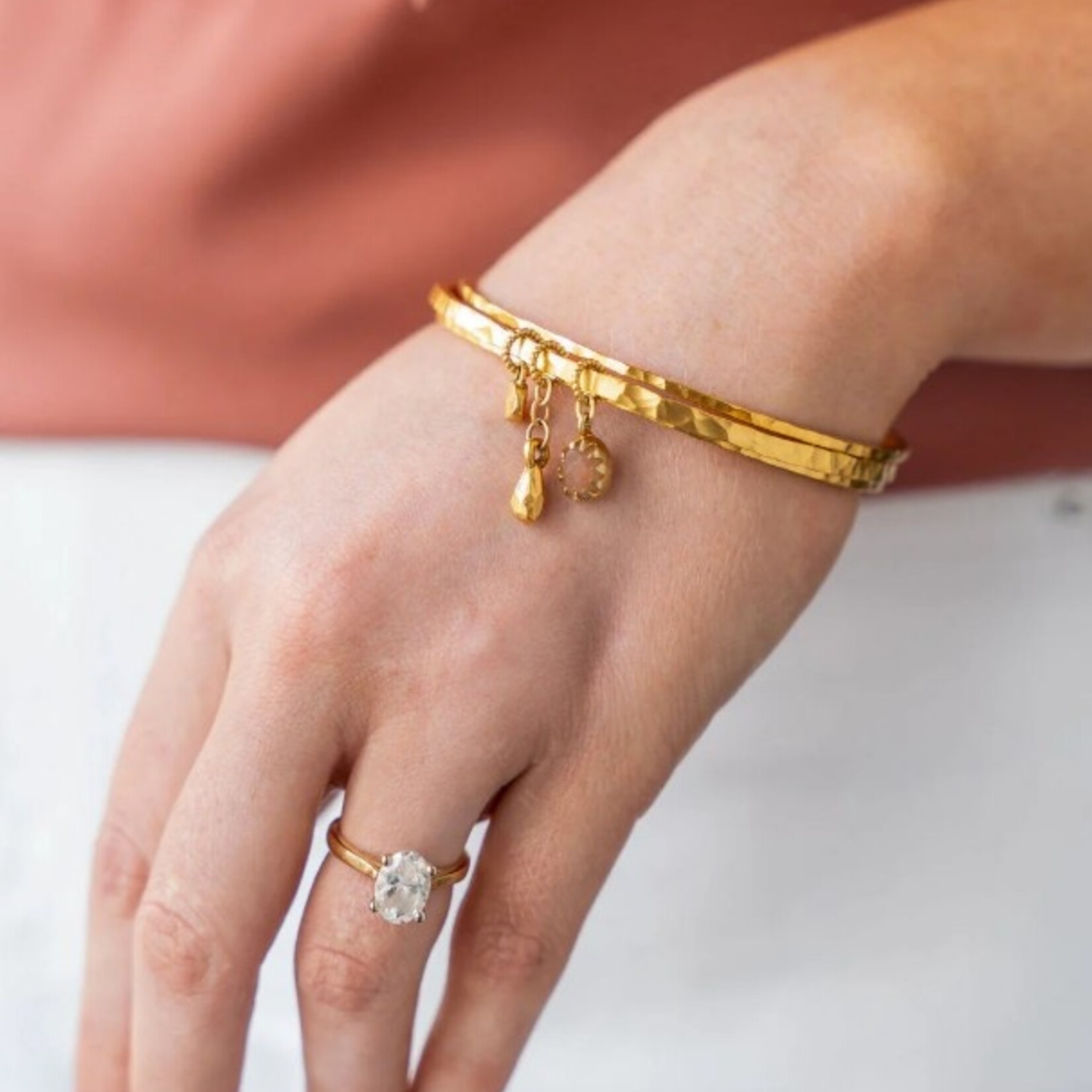 Loni Paul Jewelry Peach Moonstone Talisman Bangle Bracelet