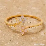 *CZ Double Flower Open Band Ring · Gold