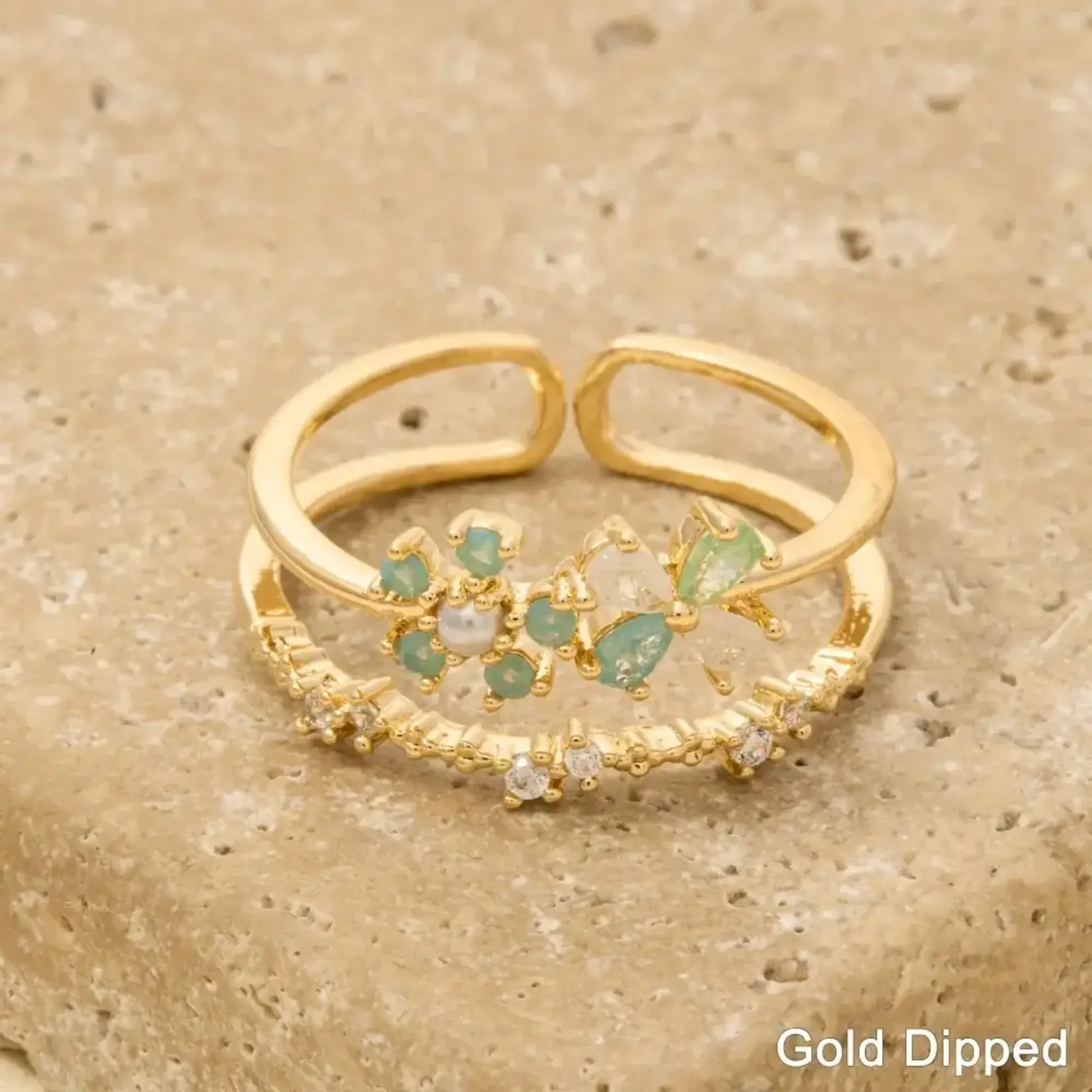 Double Cz Flower Ring · Gold
