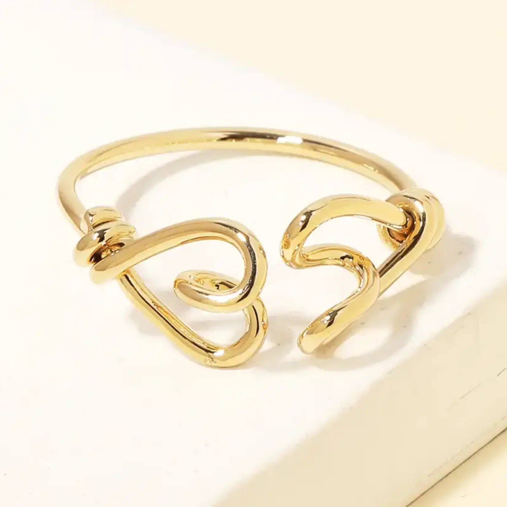 Double Knot Heart Open Ring · Gold