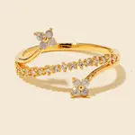 Double Cz Flower Pave Band Ring · Gold