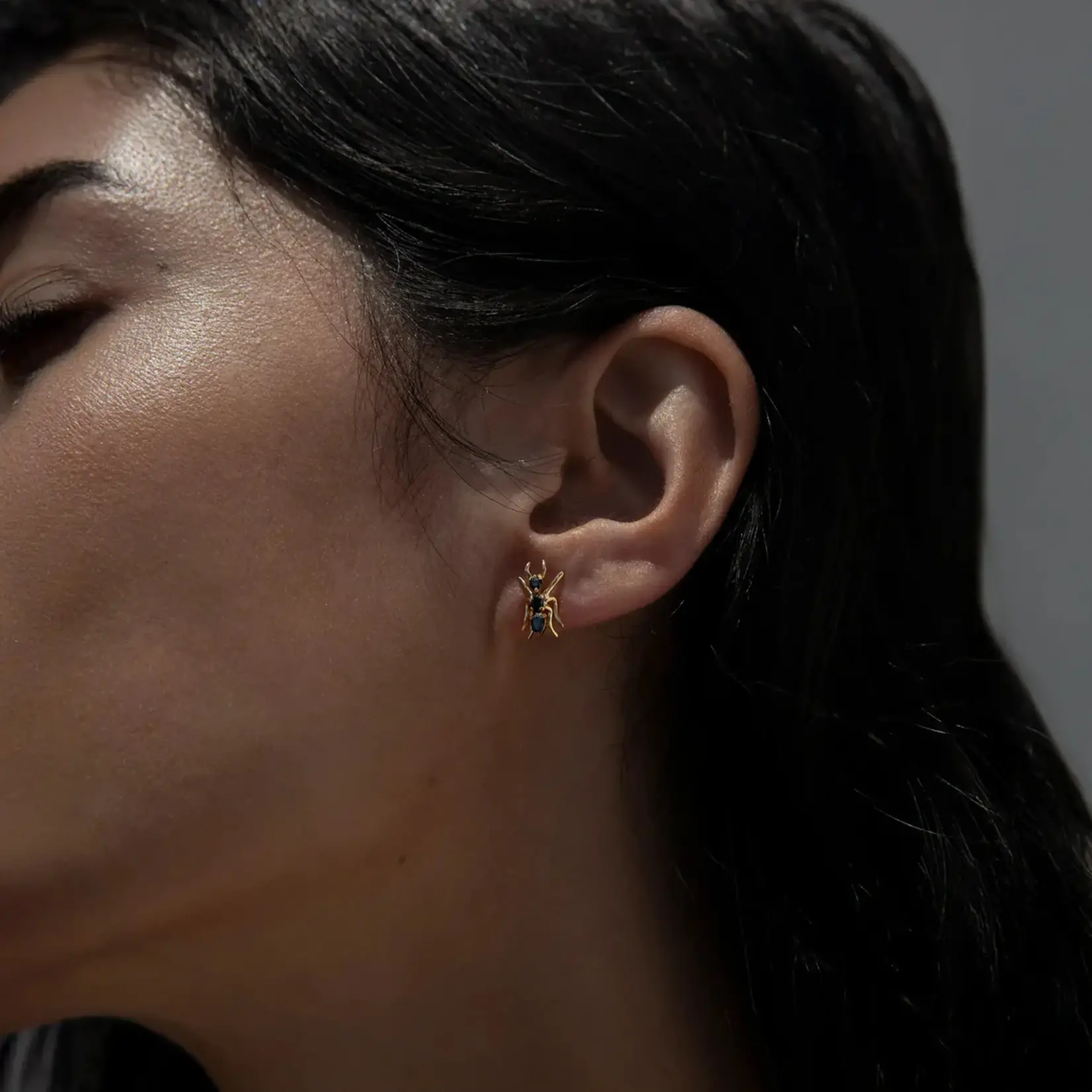 *Hematite Ant Studs · 14K Gold Vermeil