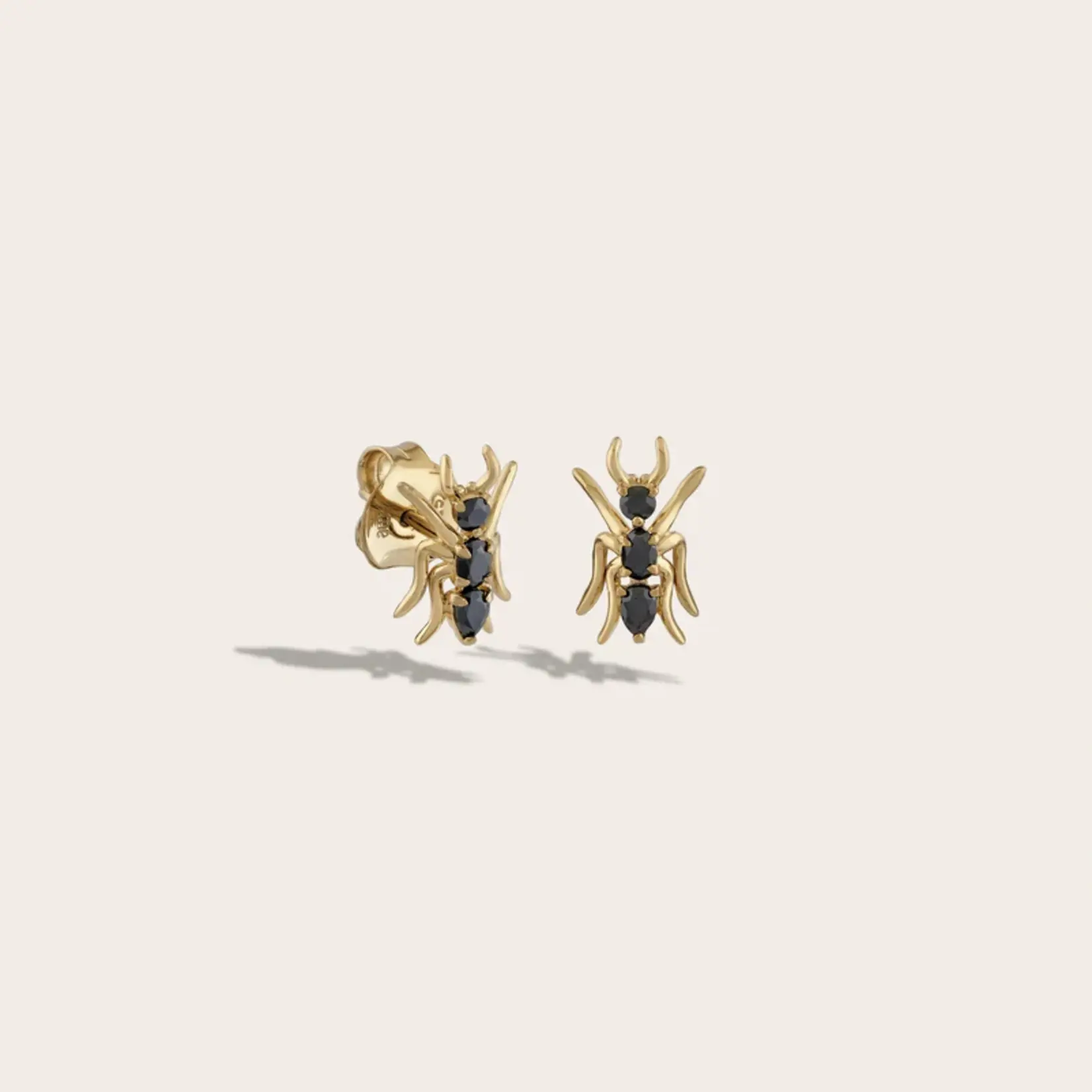*Hematite Ant Studs · 14K Gold Vermeil
