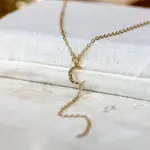 Hammered Moon Lariat Necklace  · Gold Fill