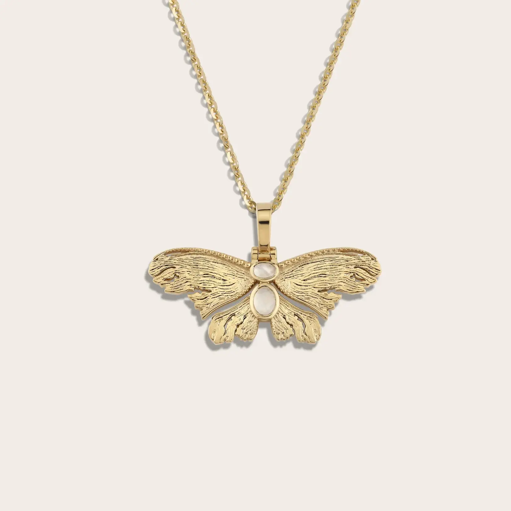 Moonstone Moth Necklace ·