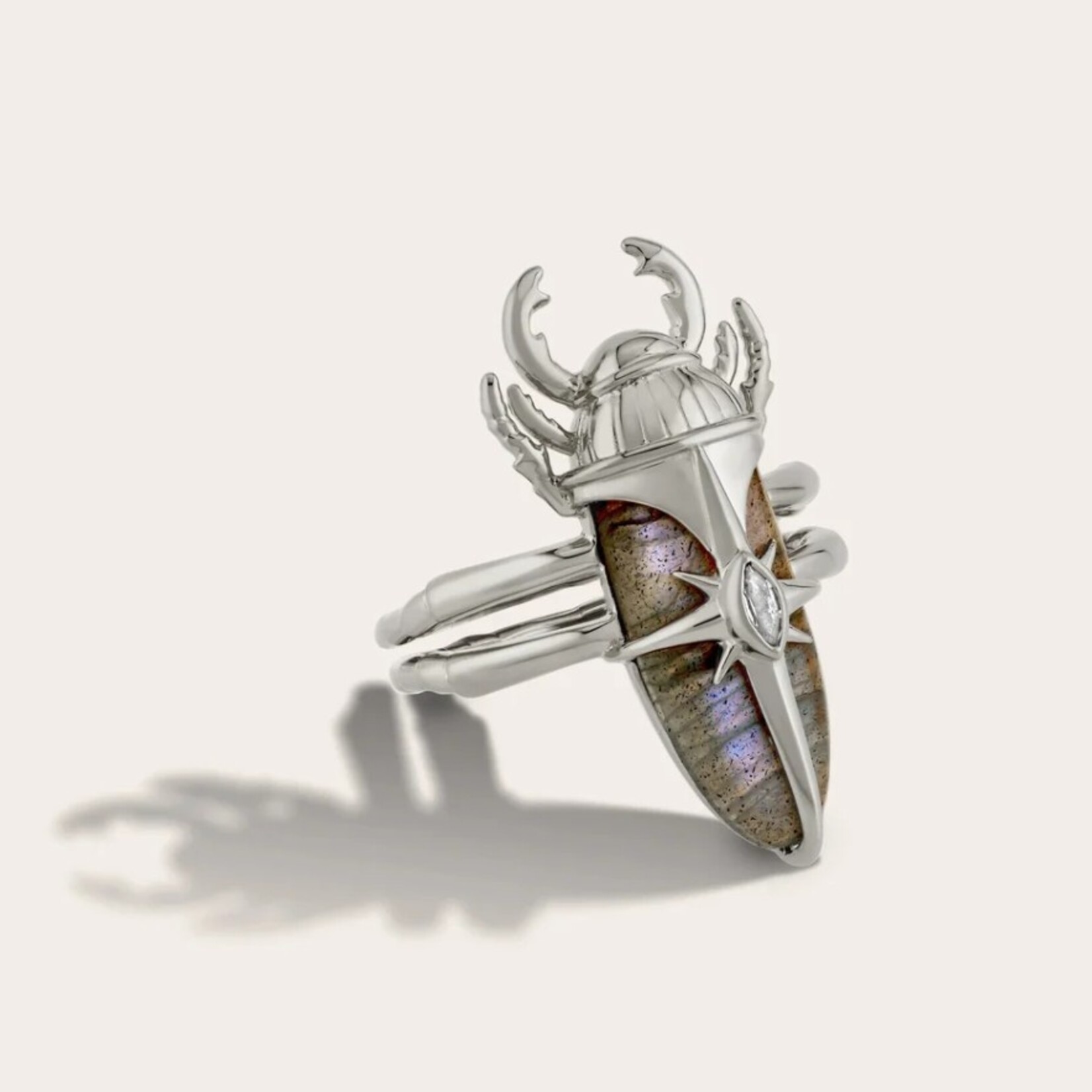 *Labradorite Beetle Ring · Sterling Silver · 7
