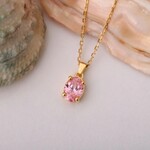 *Oval Pink Tourmaline Necklace · 14K Gold