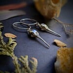 Hummingbird Skull Hoop Earrings · Silver