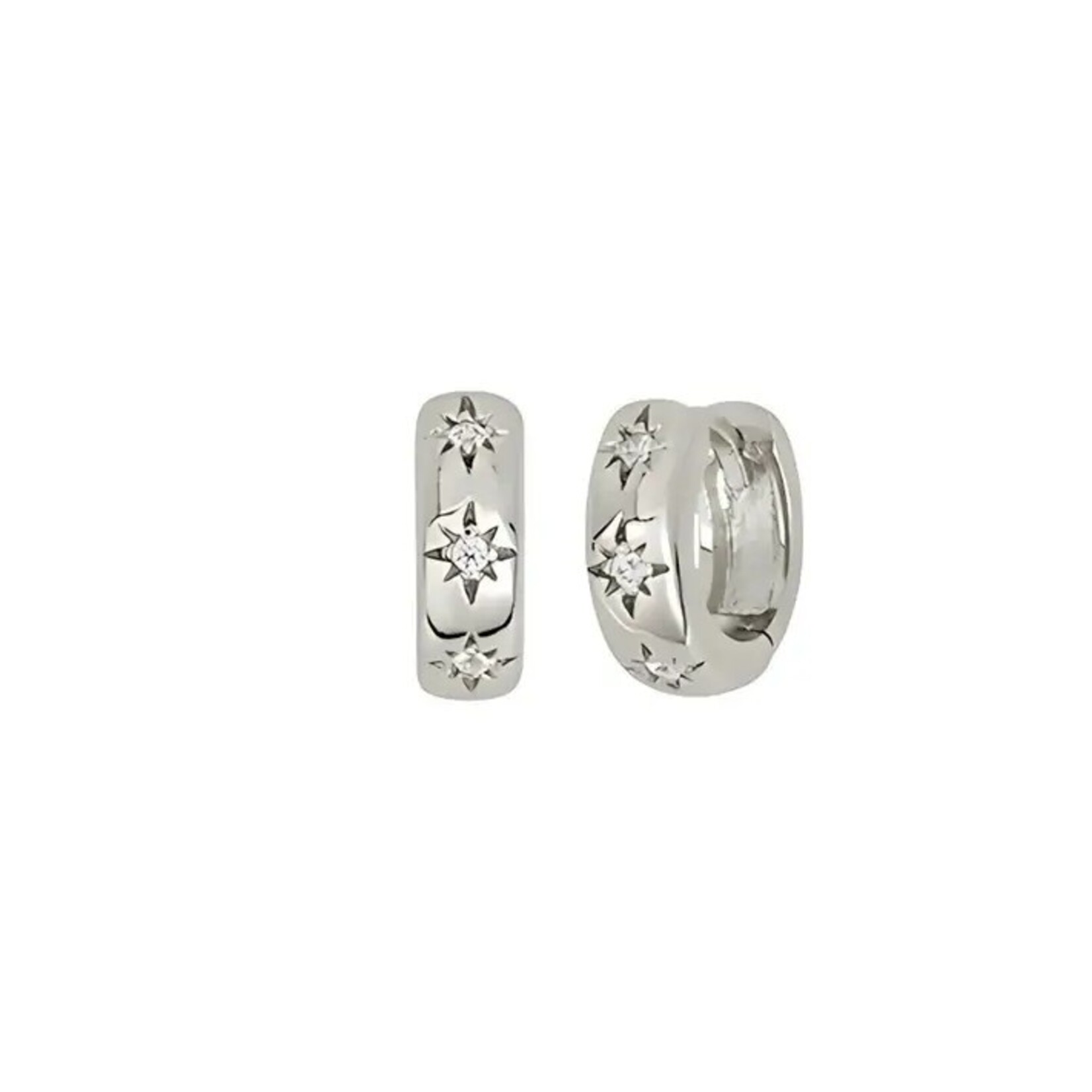 Stargazer Huggie Hoops Earrings · Silver