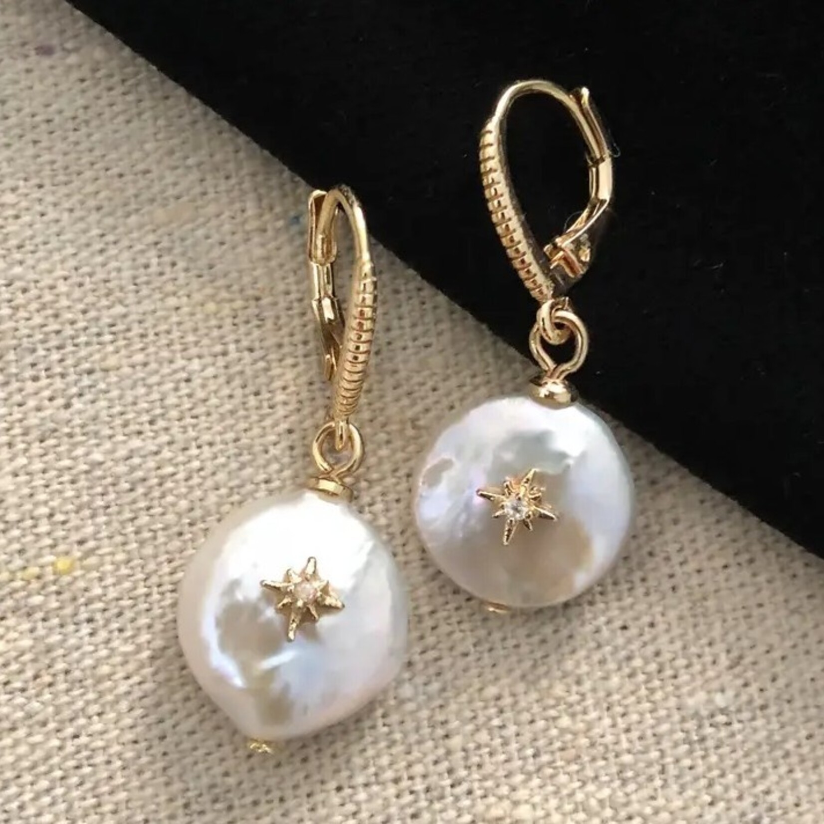 Aphrodite Pearl Earrings · 14K Gold Plating