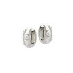 Sylvie Pearl Huggie Hoop Earrings · Silver