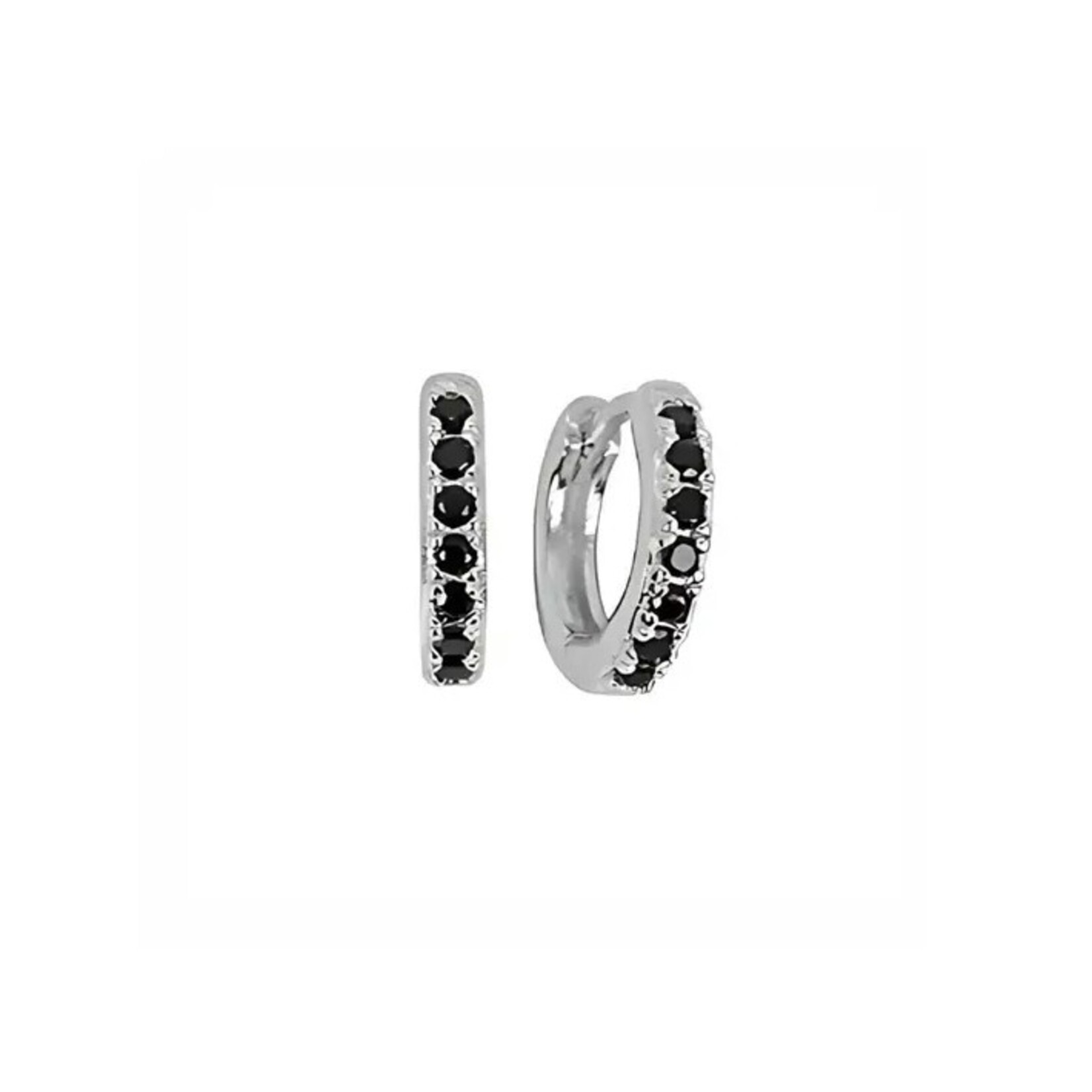 CZ Black Diamond Huggie Hoop Earrings · Silver