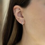 CZ Diamond Huggie Hoop Earrings · Silver