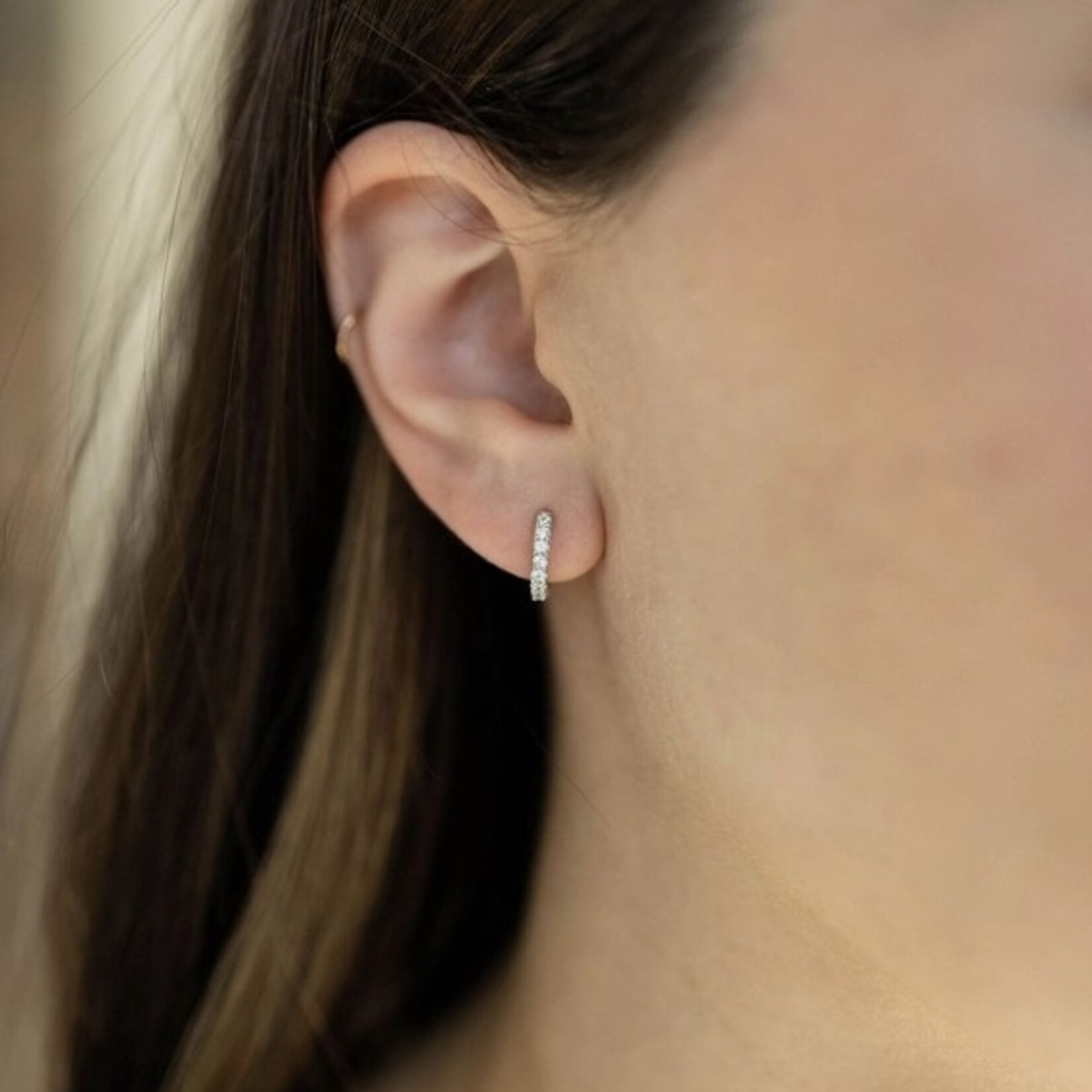 CZ Diamond Huggie Hoop Earrings · Silver