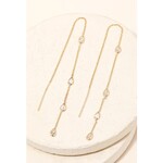 Rhinestone Teardrop Chain Dangle Earrings · Gold