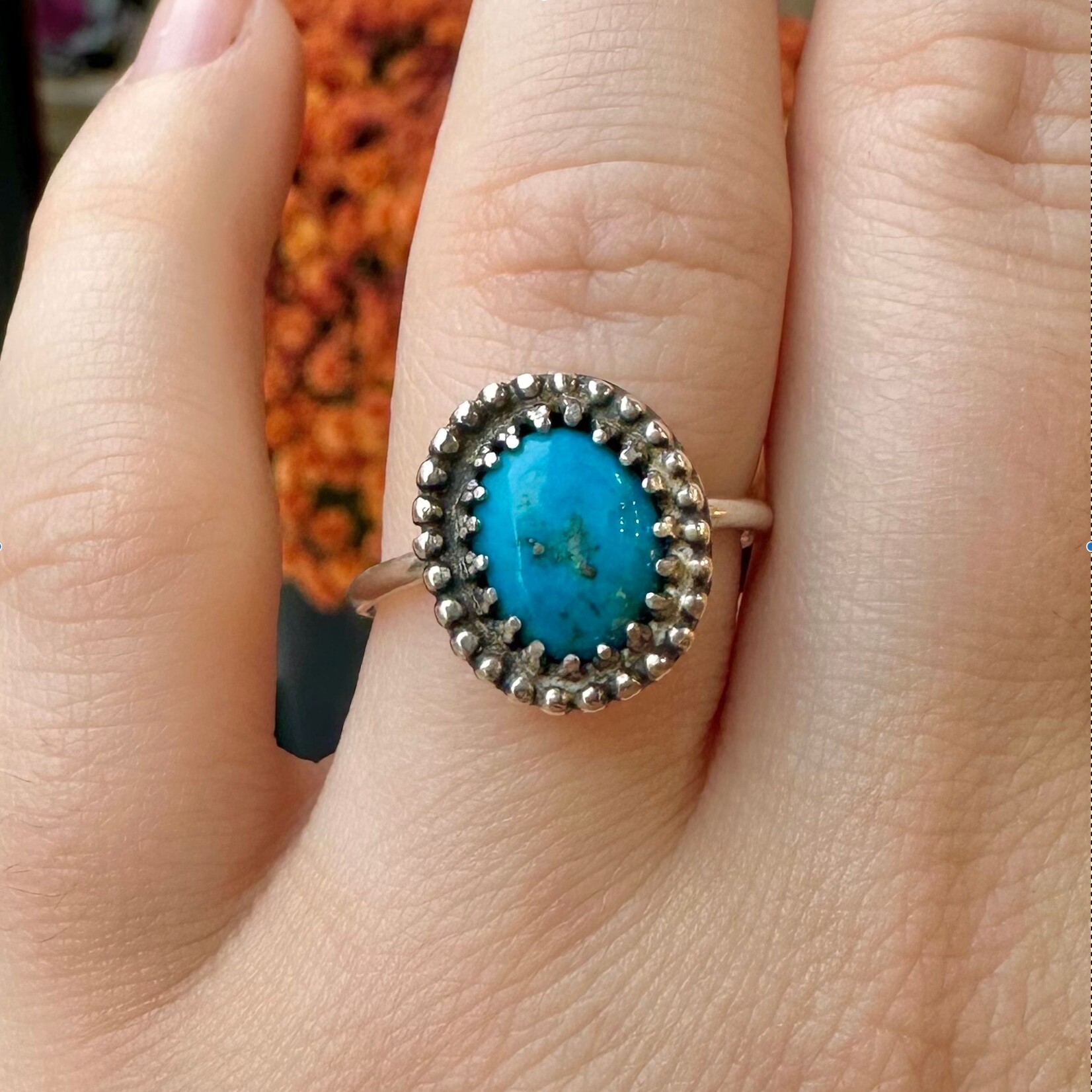 Oval Turquoise Ring · Silver · 7.5