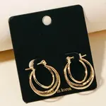 Metallic Triple Wire Latch Hoop Earrings · Gold