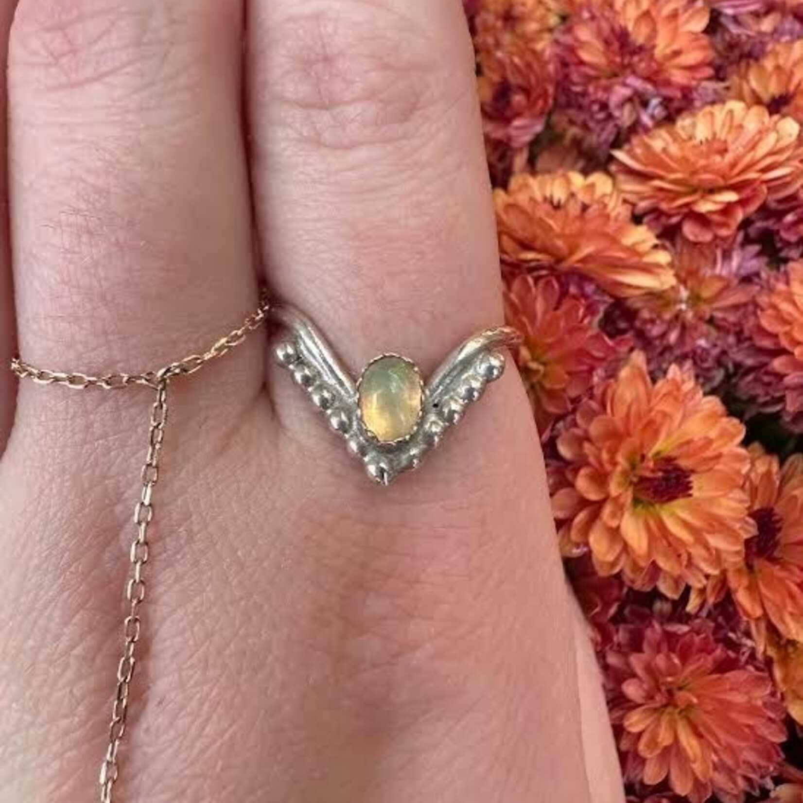 Opal Chevron Ring · Silver · 7