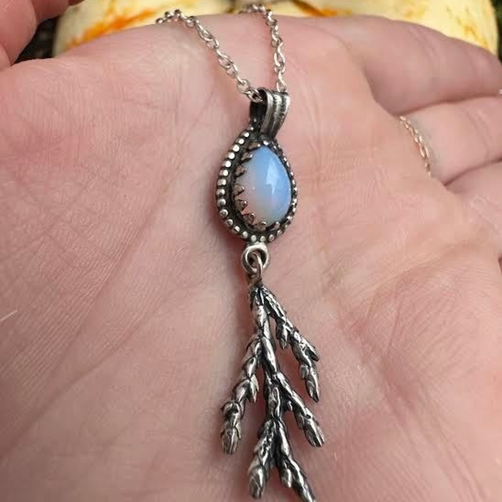 Opal w/Cedar Necklace · Silver
