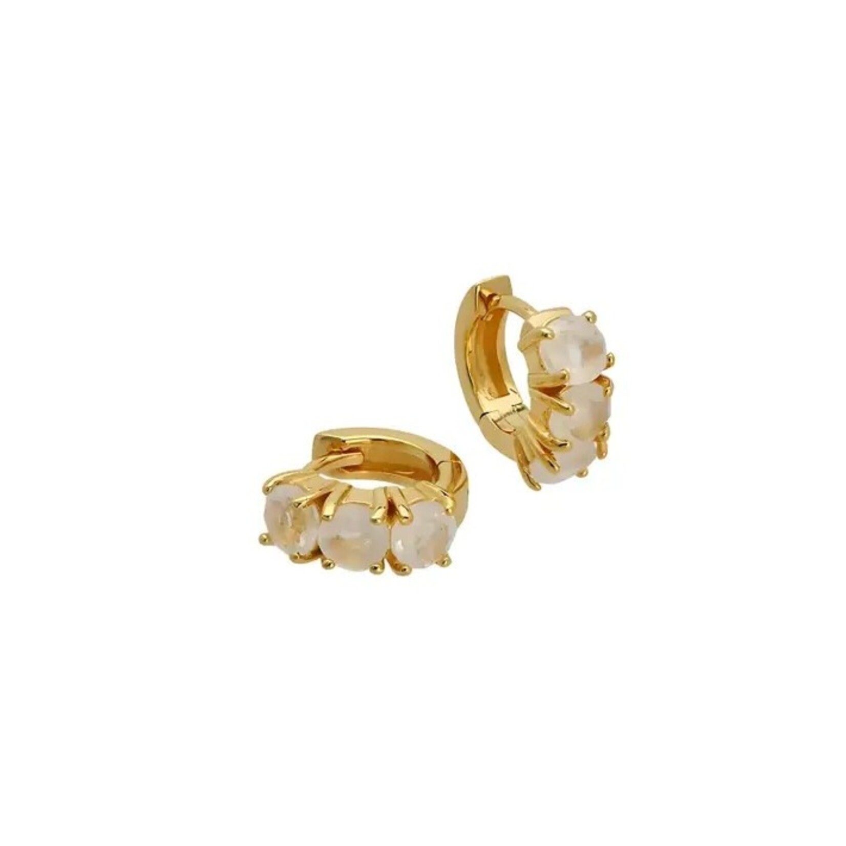 *Moonstone Trio Huggie Hoop Earrings · Gold