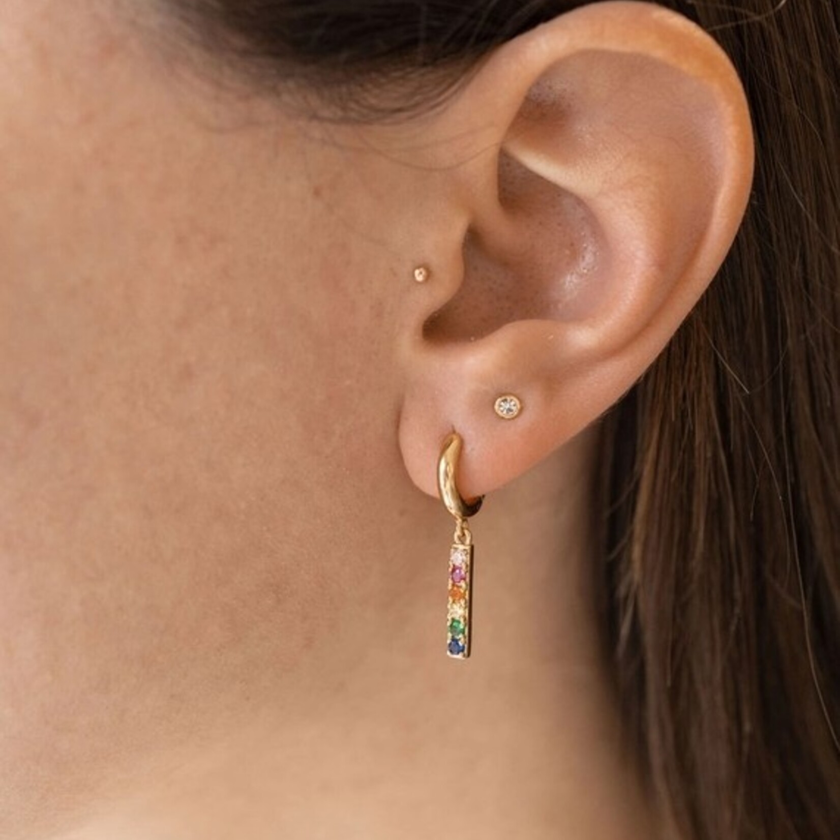 *Rainbow Brite Huggie Hoop Earrings · Gold