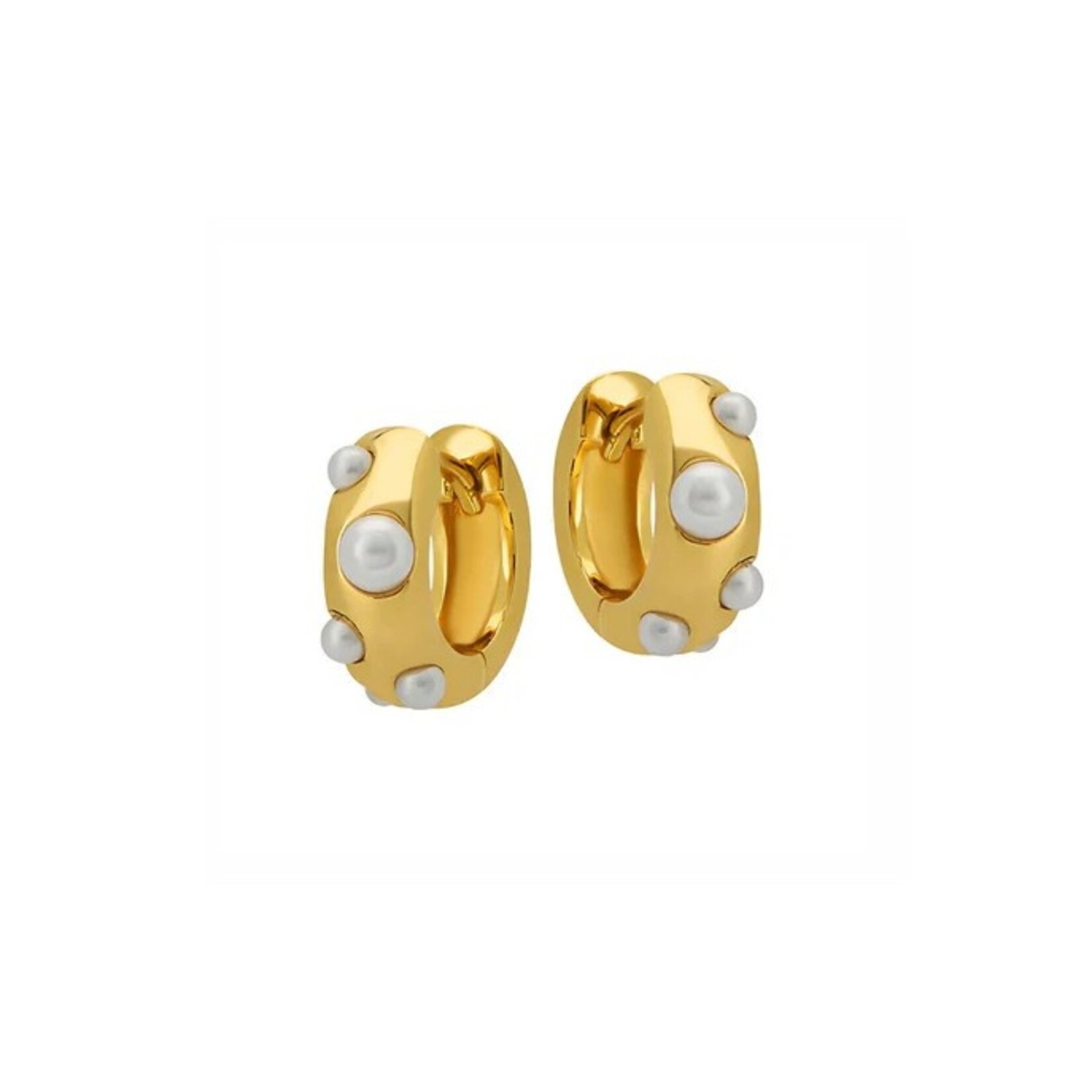 *Sylvie Pearl Huggie Hoop Earrings · Gold