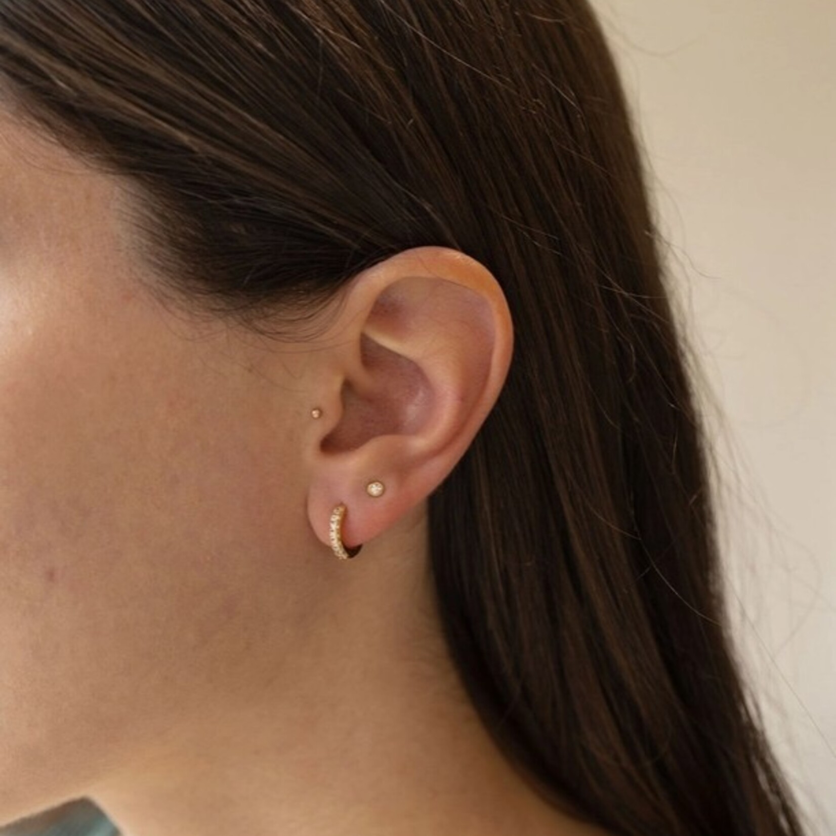 CZ Diamond Huggie Hoop Earrings · Gold