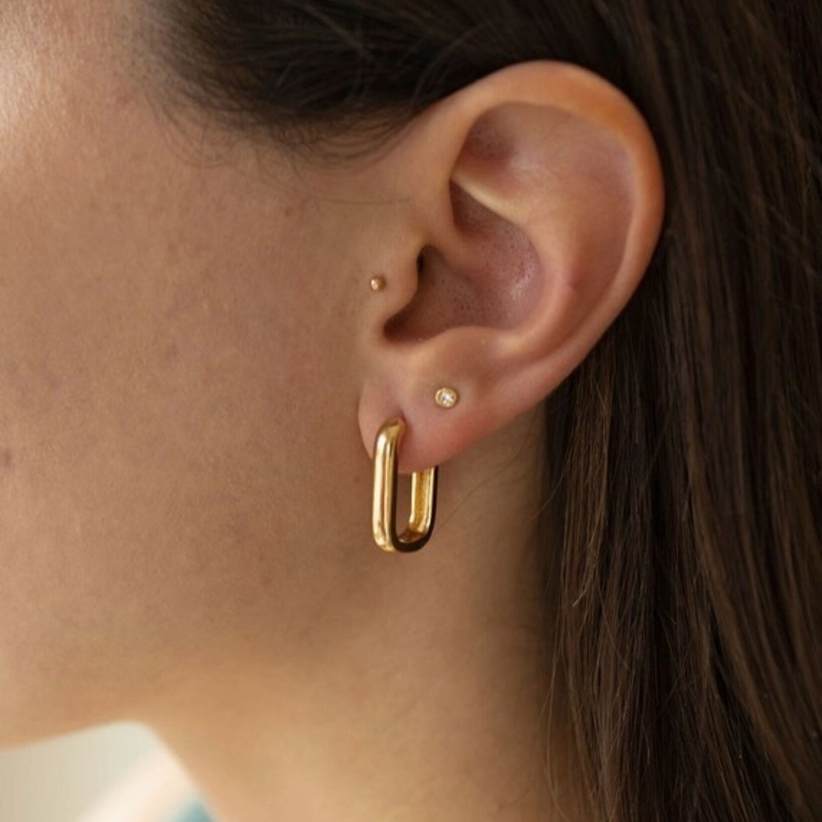 Emma Elongated Huggie Hoop Earrings · Gold