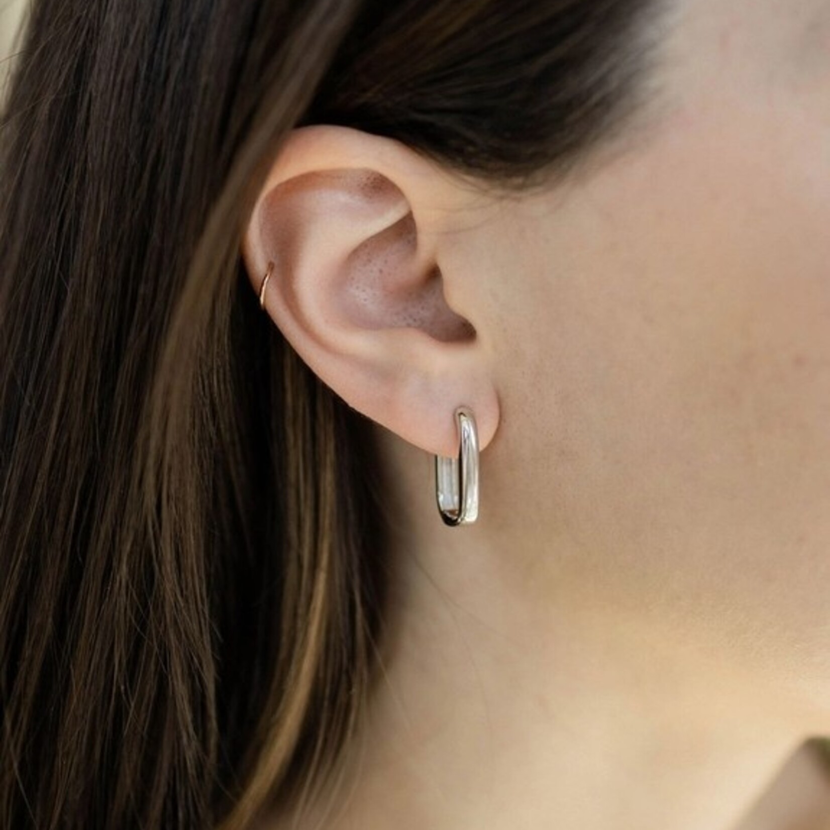 Emma Elongated Huggie Hoop Earrings · Silver