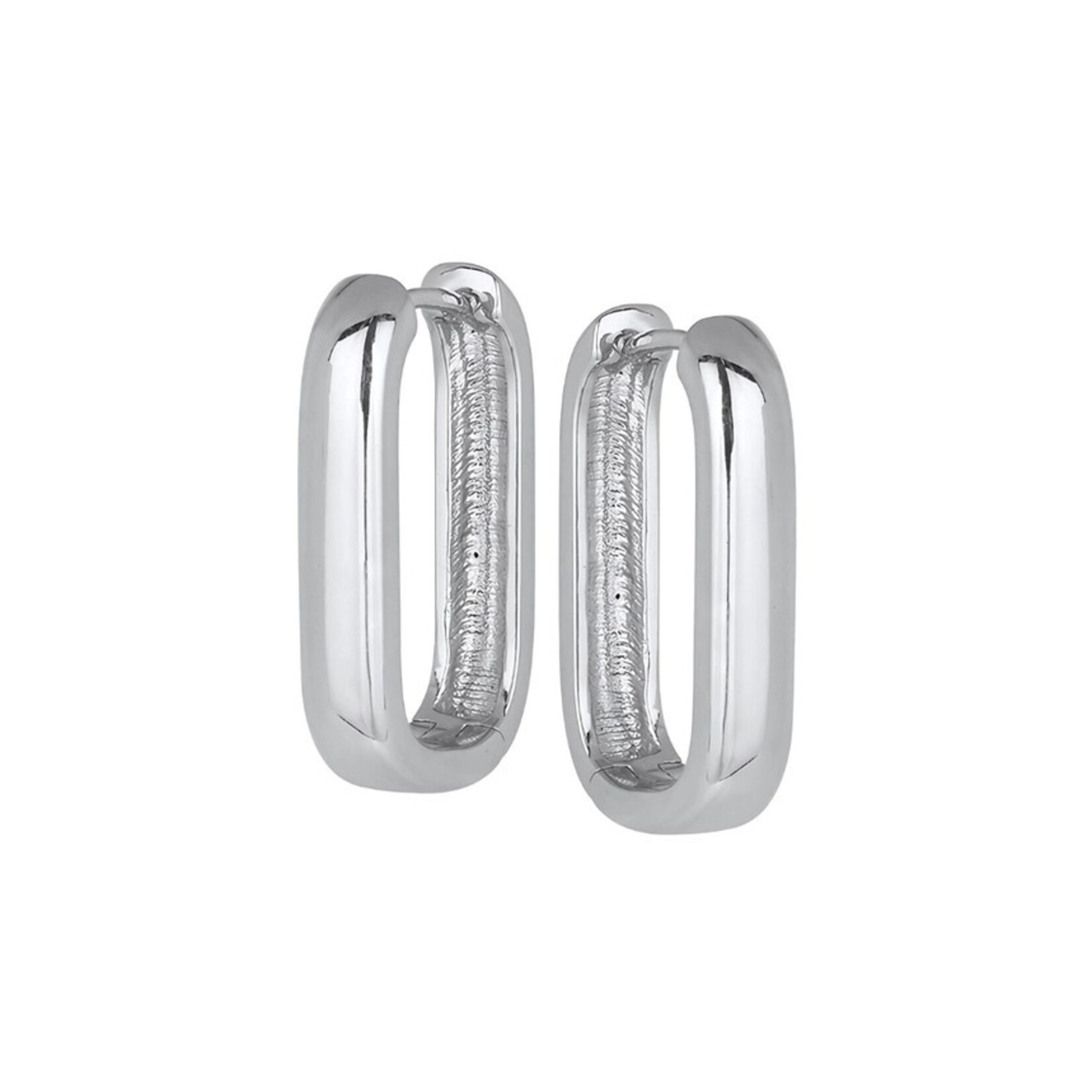 Emma Elongated Huggie Hoop Earrings · Silver